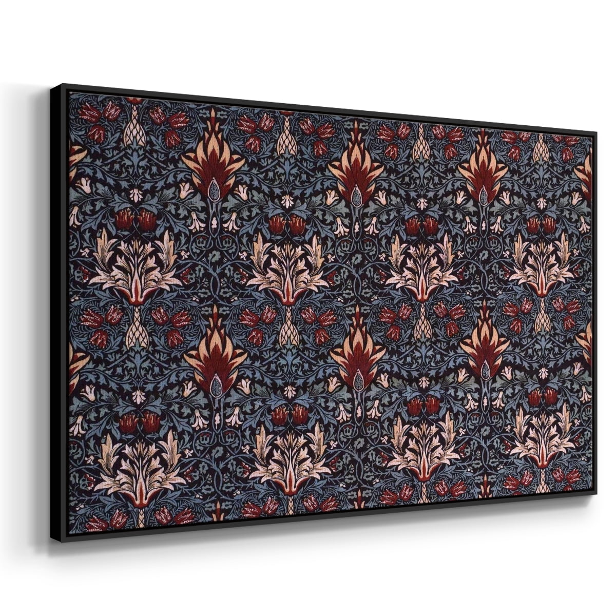 Vintage Abstract Print-LVII Framed in Black Wood Gallery Wrapped Canvas 17 in. x 25 in.