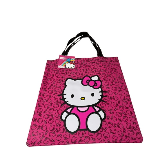 14 Inches Hello Kitty Allover Print Tote Canvas Shopping Storage Bag- Pink
