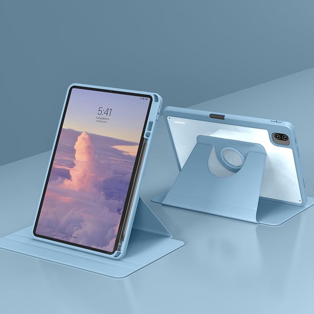TBTIC 360 Rotation Transparent Acrylic Case For Tablet Xiaomi 6 6Pro 5 5Pro With Pencil Holder Slot Blue Xiaomi 5 5Pro