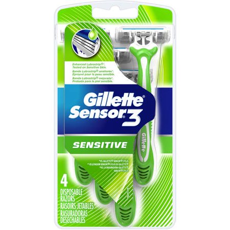 Gillette Sensor3 Sensitive Men's Disposable Razors, 4 Count