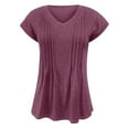 thumbnail image 5 of T-Shirt Plissé à Manches Courtes Col en V pour Femmes - Tunique d'Été Élégante, 5 of 5