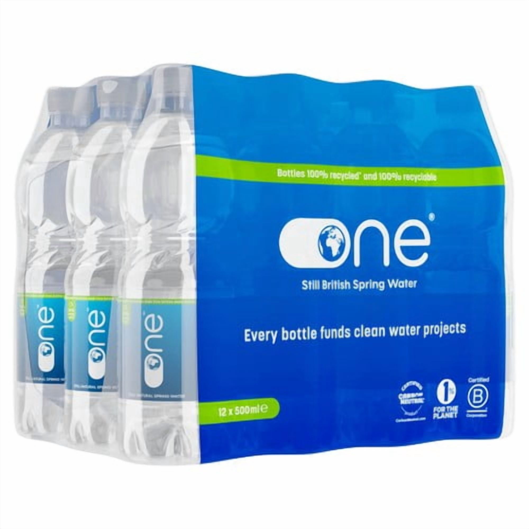One Water Still Spring Water 12 x 500ml, British Import (Pack of 2)