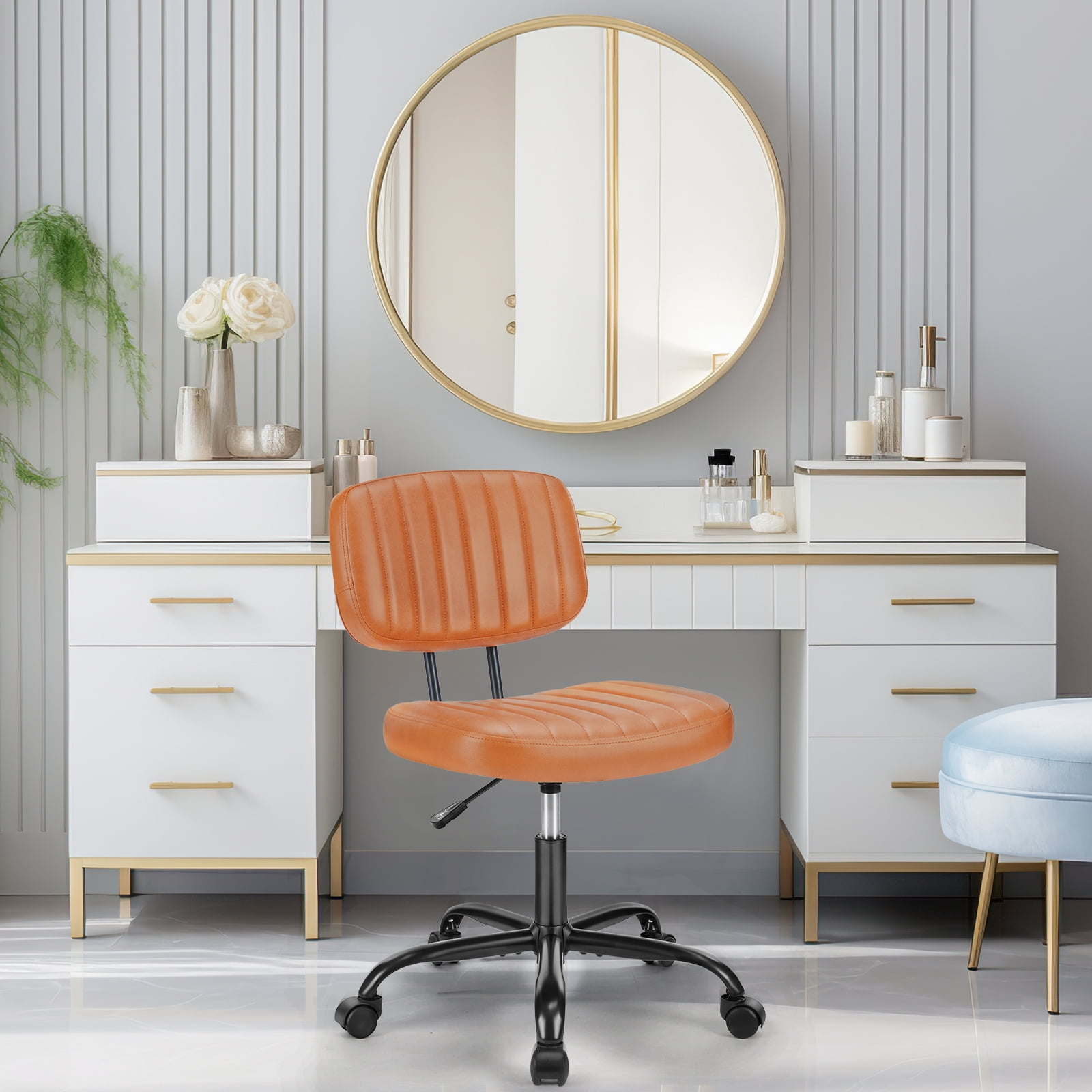 MAYEERTY Ergonomic Mid-Back Executive Office Chair Swivel Computer Desk Task Chair，Orange