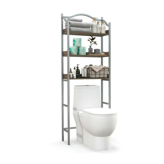 GVN 3-Tier Over-The-Toilet Bathroom Spacesaver Storage Rack-Silver, Bathroom Over Toilet Storage