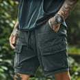thumbnail image 2 of Men's Cargo Shorts Casual Bermuda Shorts Vintage Summer Wear Cargo Baggy Pants Green L, 2 of 5