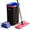 Black & Red & Slate Blue [Bucket #13 + 60" Flat Mop + 5 Pads], variant on JOYMOOP Mop and Bucket with Wringer Set, Hands Free Flat Floor Mop and Bucket, with 4 Washable Microfiber Pads, Wet and Dry Use, Floor Cleaning System - Black+Red+Slate Blue