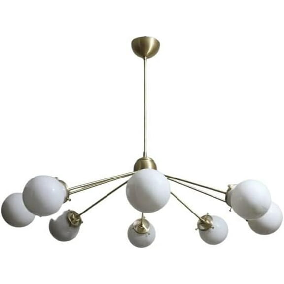 NauticalMart 8 Light Globe Mid Century Brass Sputnik Chandelier Light Fixture (Brass Antique)