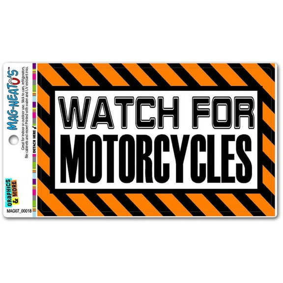 Watch For Motorcycles Orange Caution Warning Automotive Car Refrigerator Locker Vinyl Magnet