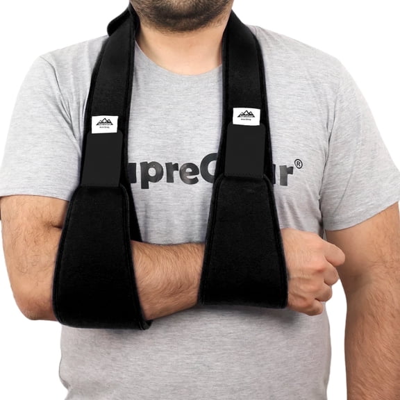 SupreGear Lightweight Breathable Arm Sling for Comfort and Support, Unisex Black Design