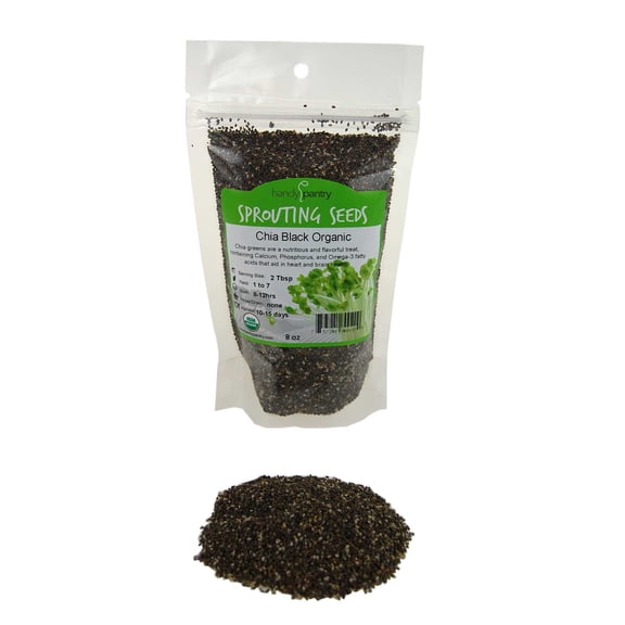 Organic Black Chia Sprouting Seeds – 8 Oz ~152,000 Seeds – Non-GMO, Heirloom, Rich in Nutrients – Perfect for Growing Fresh Sprouts, Smoothies, Salads, and More
