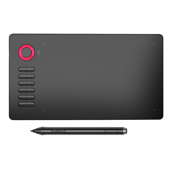 Sidaley Tableta de dibujo A15, bolígrafo gráfico de 10x6 pulgadas con lápiz óptico pasivo sin batería, 12 teclas de acceso directo, Computadoras y accesorios rojo