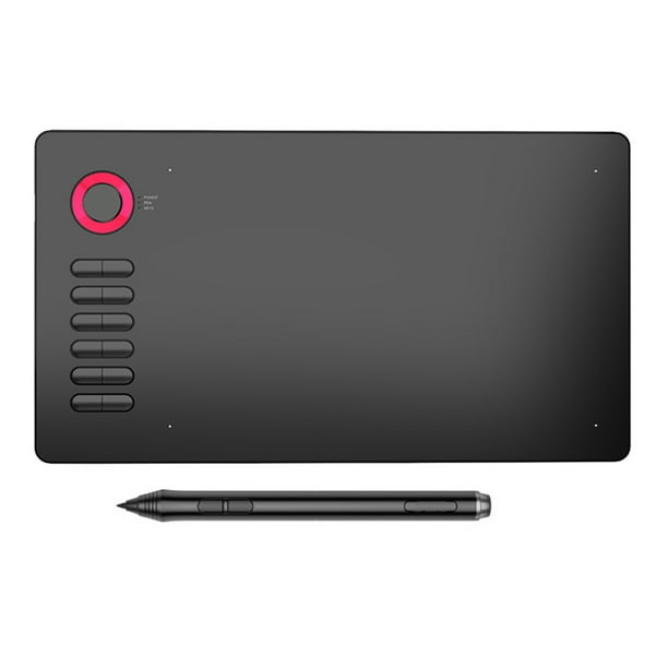 Sidaley Tableta de dibujo A15, bolígrafo gráfico de 10x6 pulgadas con lápiz óptico pasivo sin batería, 12 teclas de acceso directo, Computadoras y accesorios rojo