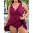 thumbnail image 5 of Asoul Plus Size Scalloped V Neck Swimwear for Womens One Piece Swimsuits Tummy Control Swimdress Bathing Suits with briefs, 5 of 7