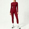 thumbnail image 2 of Women's 2 Piece Yoga Sets Quick-Dry Gym Workout Tracksuit High Waist Running Leggings & Long Sleeve Top Outfits Wine S, 2 of 6
