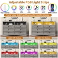 thumbnail image 6 of Winkalon Dressers for Bedroom 6 Drawer Dresser with LED Lights and Power Outlets,Gray, 6 of 9