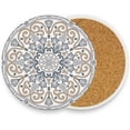 thumbnail image 2 of Coolnut Turkish Mandala Round Cup Coaster with Ceramic Stone and Cork Base 2PCS, Absorbent Cup Mats, Cup Protection Mat for Home, Kitchen and Bar127 Home Decor Gifts, 2 of 6