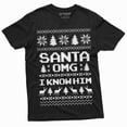 thumbnail image 3 of Funny Chistmas Ugly Pattern Santa Omg I Know Him Popular Culture Movie T-Shirt (3X-Large Navy Blue), 3 of 5