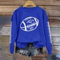 thumbnail image 2 of Holzkary Football Sweatshirts for Women Game Day Graphic Print Pullover Shirts Long Sleeve Crewneck Fall Fashion Tops American Football Print Solid Color Round Neck Ladies Sweatshirt Blue 3Xl, 2 of 3