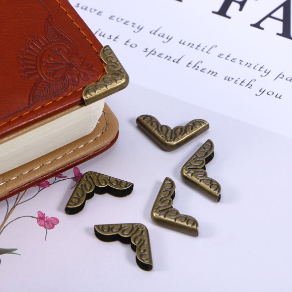 WHAMVOX Back to School 20Pcs Bronze Tone Corner Keepers For Photo Album And Books Light Brown Iron