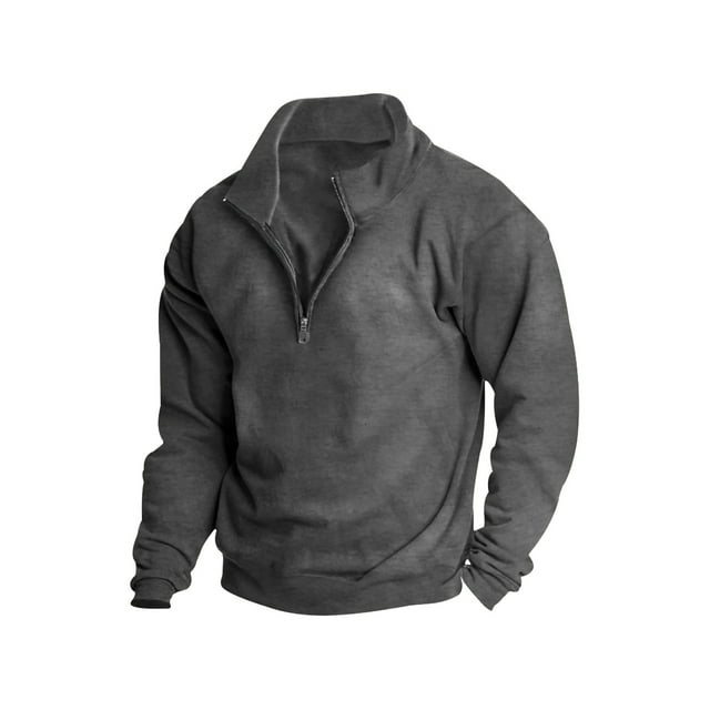 Fashnice Chandails en Molleton pour Hommes en Molleton Doux Chandail Col Rond Chandail en Molleton Athlétique Haut de Sport Gris Foncé L