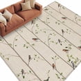 thumbnail image 2 of Area Rug for Living Room, Sparrow Non-Slip Indoor Large Carpet for Bedroom/Dining Room, Spring Birds on The Branches Retro Country Beige Washable Low-Profile Rectangle Floor Runner Rugs - 5 x 8 Ft, 2 of 7