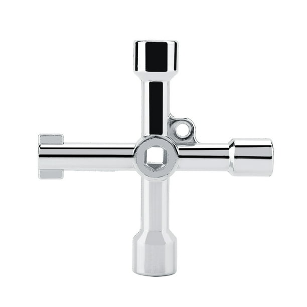 Llave triangular multifuncional con orificio redondo en cruz para armario de control eléctrico y elevador