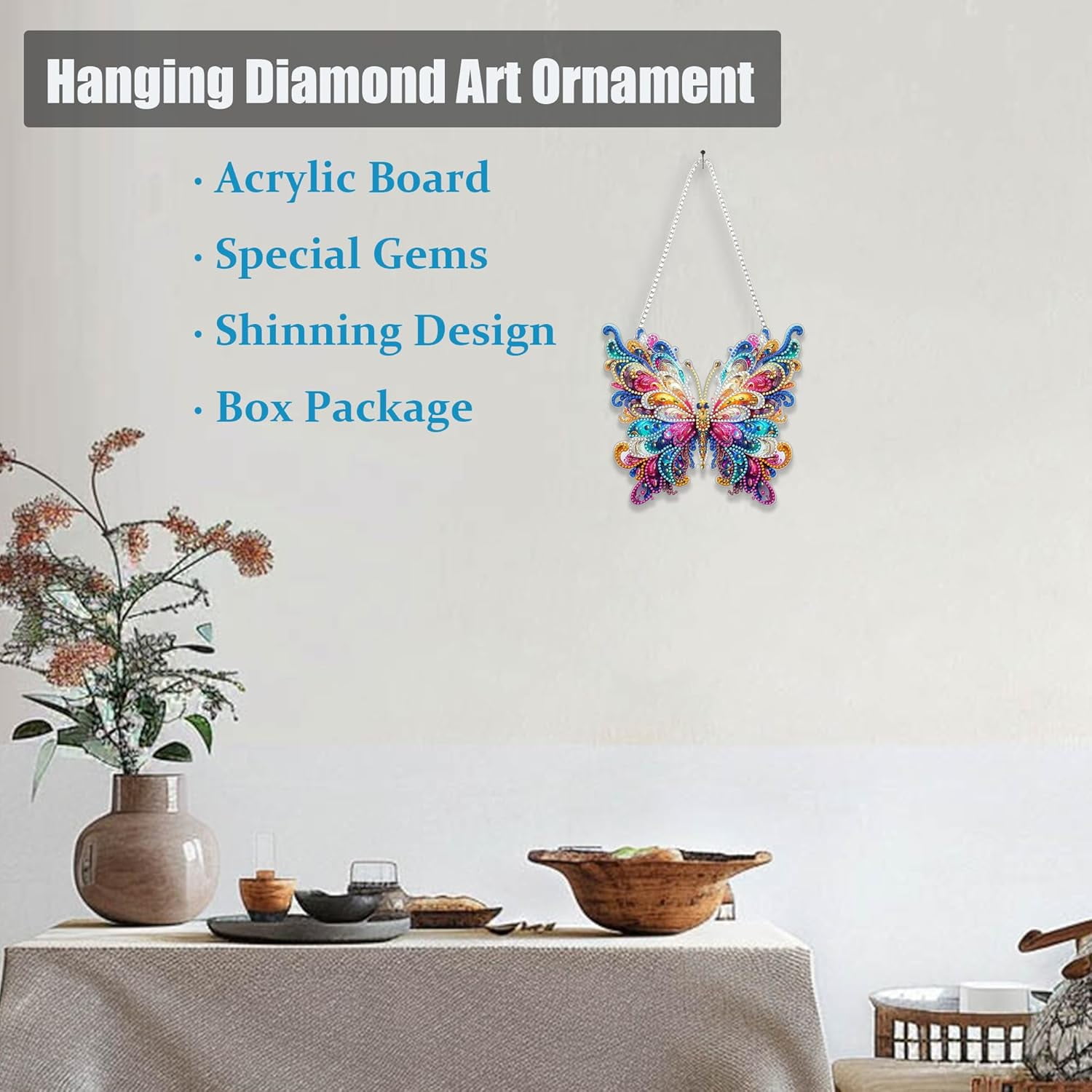 Papillon Mandala 2d Plat Bricolage Diamant Art Pendentif Décoration Murale Pour La Maison Et Les Fenêtres