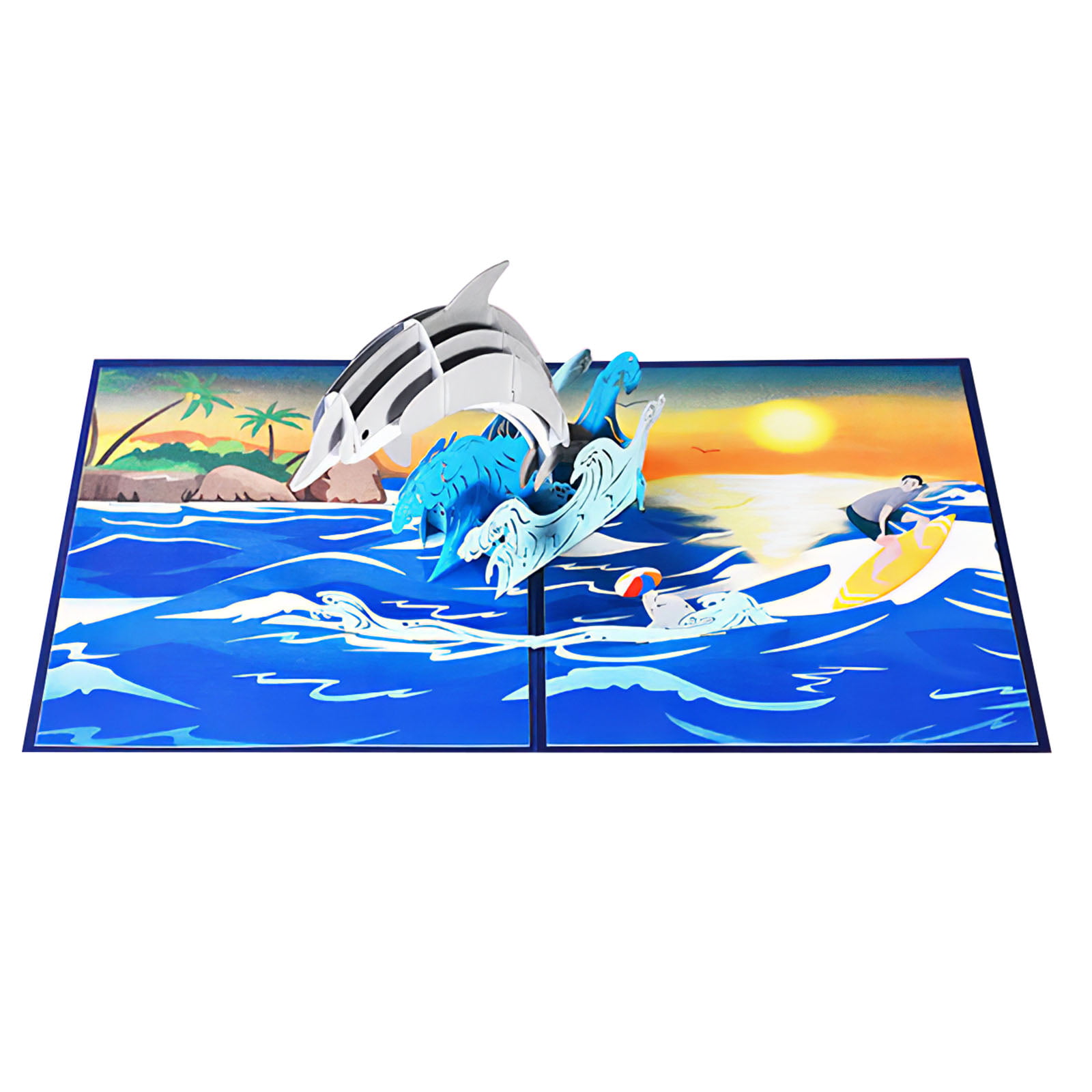 Cartoon Dolphin Greeting Card 3D Greeting Pop Up Card Paper Sculpture  Children Birthday Mother Day Blessing Greeting Card with Envelope for Lover  Kid 