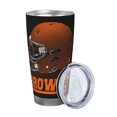 thumbnail image 2 of Taza térmica duradera de acero inoxidable 304 con tema del equipo de fútbol de los Browns con tapa y pajita Taza térmica de acero inoxidable de 20 oz Taza para automóvil Adecuada para bebidas frías y, 2 of 8