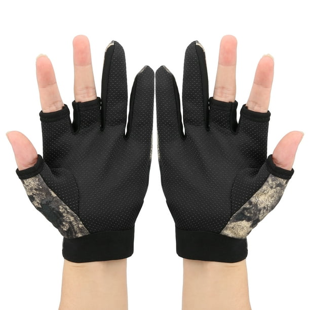 Fishing Gloves with 3 Fingerless Anti-Slip Windproof Waterproof