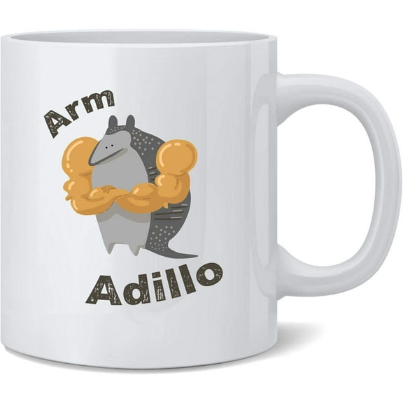 Arm adillo Flexing Armadillo Funny Ceramic Coffee Mug Tea Cup Fun Novelty Gift 12 oz