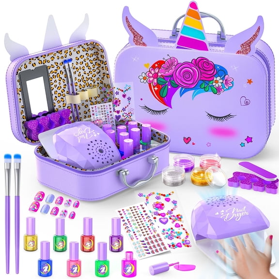 Kids Nail Polish Kit For Girl 4-6-Year-Old Girls' Nail Polish Set, Children's Nail Strippable Set Designed For Girls, Special Children's Nail Polish Set For Girls With Unicorn Theme Storage Box