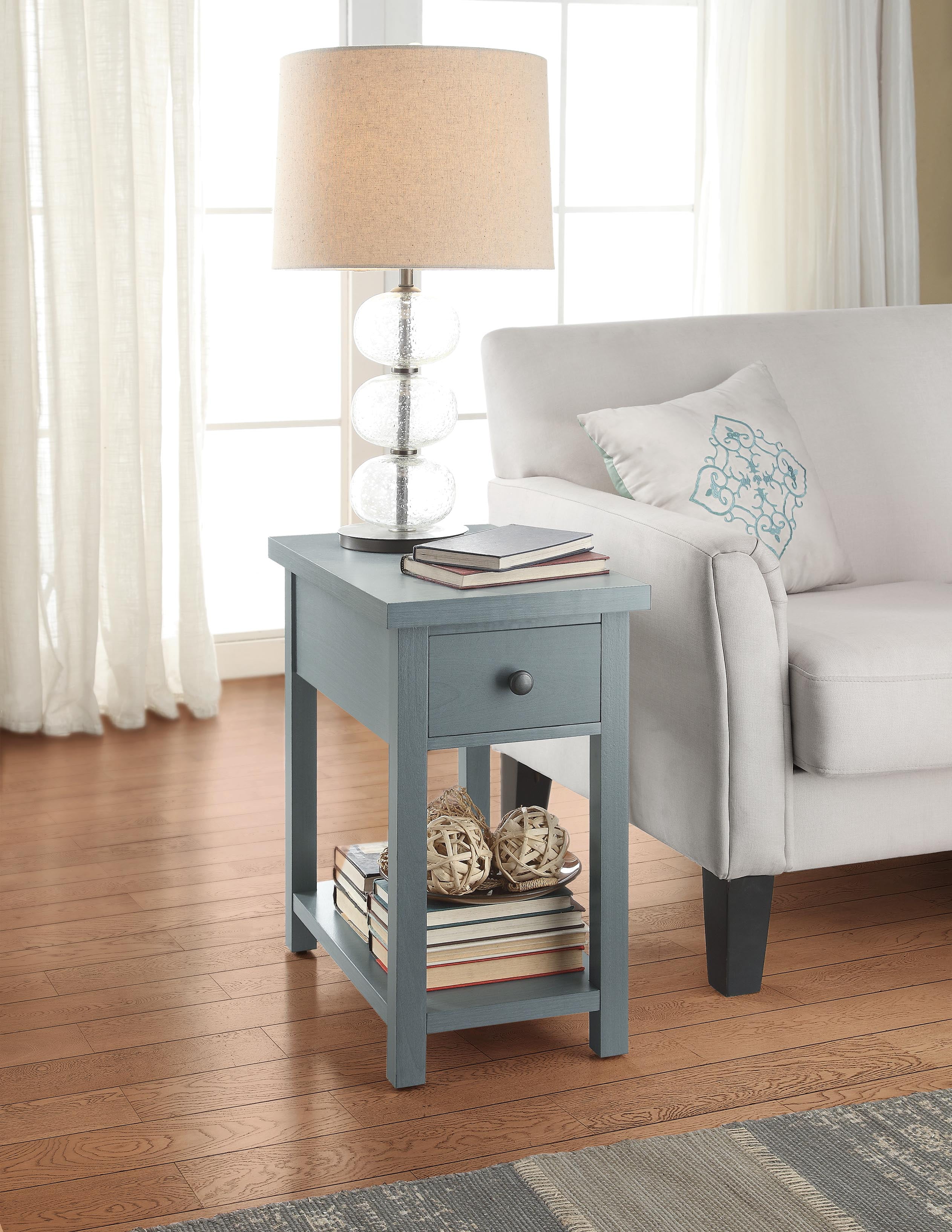 Better Homes And Gardens Oxford Square End Table With Drawer Blue