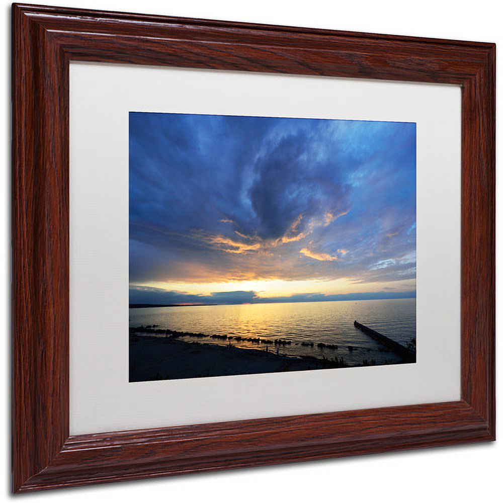 Trademark Fine Art "Sweeping North Coast Sunset" Canvas Art by Kurt Shaffer White Matte, Wood Frame