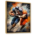 thumbnail image 2 of Designart "Energetic Tackles Orange Football wall decor" Sports Floater Framed Canvas Print, 2 of 7