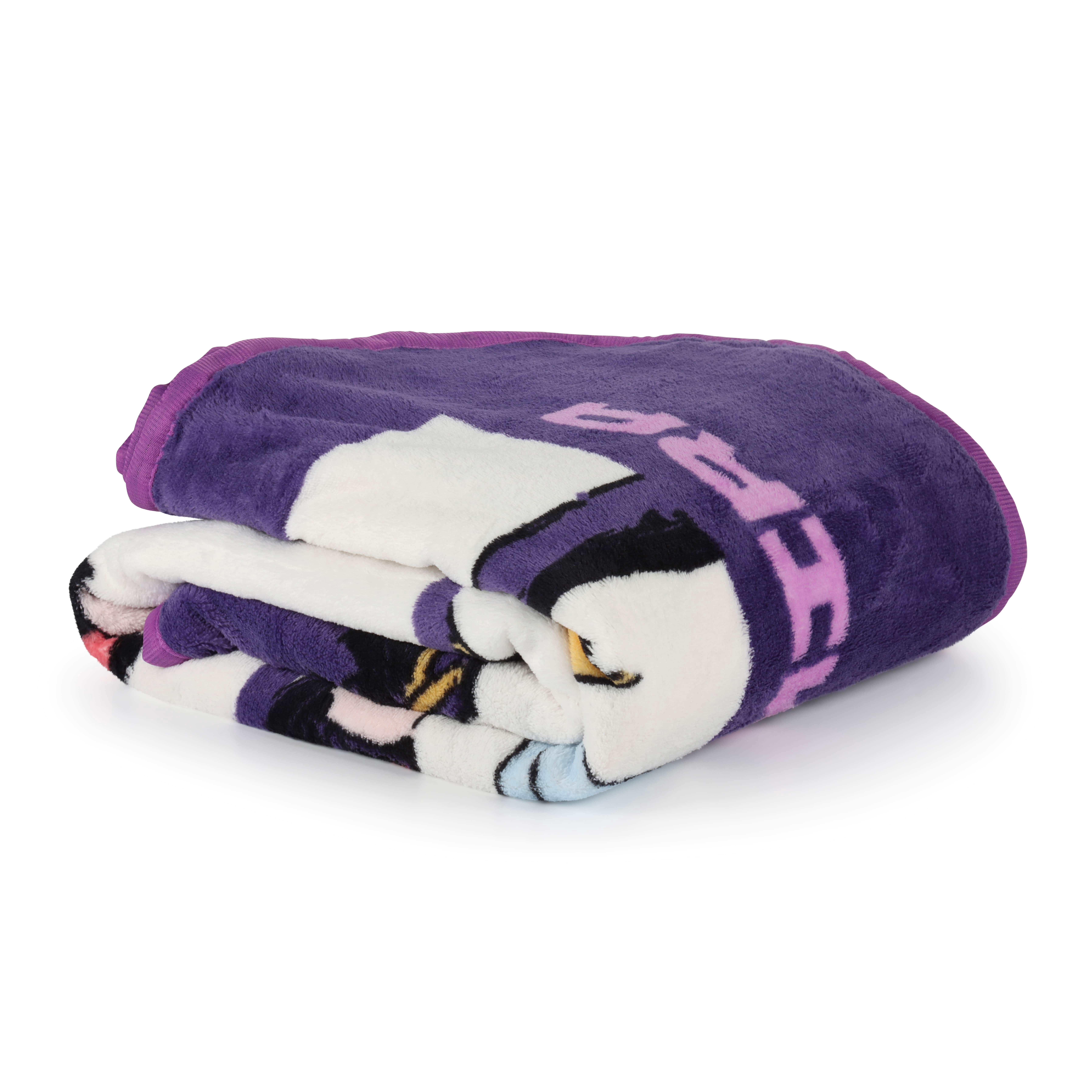 KPOP Demon Hunters Kids Throw Blanket Featuring Zoey, Rumi, & Mira, 46" x 60", Purple & Pink