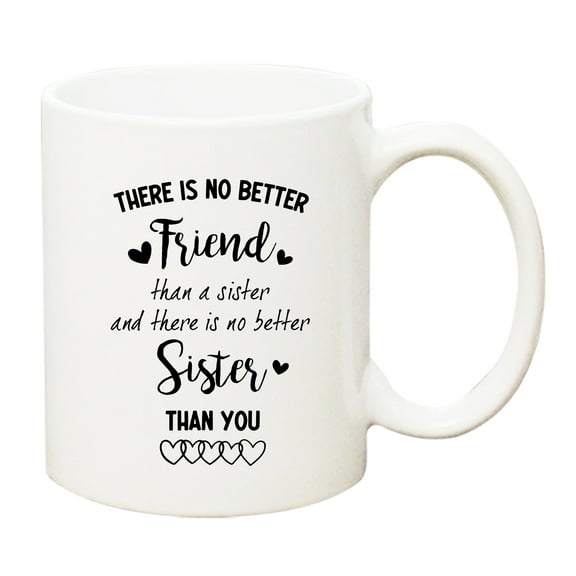 Funny Coffee Mug Cute Ceramic Coffee Cup There Is No Better Friend Than A Sister, And There Is No Better Sister Than You Mug Novelty Tea Cup Mug for Sister Birthday Christmas Thanksgiving Gift