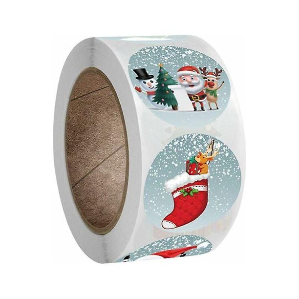 Pegatinas Etiqueta de regalo de Navidad Etiqueta adhesiva decorativa de copo de nieve de dibujos animados Etiqueta de impresión Kraft, para recompensas de estudiantes, decoración del aula