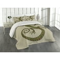 thumbnail image 2 of Ambesonne Colorful Quilted Coverlet 3 Pcs, Lizard Pattern, King Size, Green Tan, 2 of 4