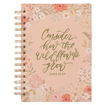 Christian Art Gifts Inspirational Journal, Consider How the Wildflowers Grow Wide Ruled Notebook, Luke 12:27 Bible Verse, Pastel Orange Florals, 192 Lined Pages w/scripture, (8.4” x 6.4” x 1”)