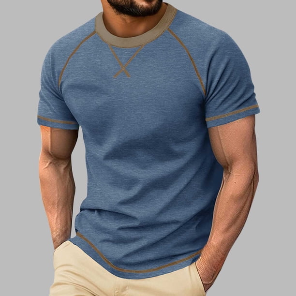 Ceisia Men's Fall/Winter Gift Casual Solid Color Round/Crew Neck Short Sleeve Top - Comfortable Daily Outdoor Wear