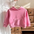 thumbnail image 4 of Besolor Fall Sweatshirts for Toddler Girls Boys Long Sleeve Hoodies Casual Loose Warm Outdoor Workout Pullover Tops with Pocket(10-11 Years,Hot Pink), 4 of 7