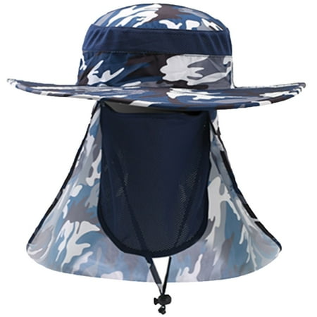 KEVCHE Summer Sun Protection Hat for Men Outdoor Fisherman Hat with Detachable Neck Flap Wide Brim Breathable Quick Dry Hiking Fishing Cap