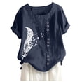 thumbnail image 1 of Pompotops Womens Casual Loose Button Plus Size Feather Print Boho Tanic Shirt Blouse Tops, 1 of 3