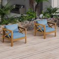 thumbnail image 3 of Outdoor Acacia Wood Club Wooden Armchair with Cushions (Set of 4), Conversation Set,Suitable For Outdoor Gatherings,Teak Finish,Blue cushion, 3 of 15