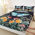 thumbnail image 3 of Feelyou Dreamy Blue Butterfly Twin Sheet Sets for Teens, Jungle Mushroom Flower Twin Fitted Sheet, Boho Animal Flat Sheet, Breathable Home Decor, 3 Pieces, 3 of 7