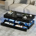thumbnail image 3 of Lumiinofami LED Coffee Table with Storage, Modern High-Gloss Coffee Center Table with Wireless Charging for Living Room, Black, 3 of 9