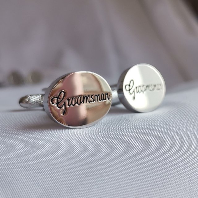 Gemelos de boda con pintura plateada Gemelos franceses para padrinos de boda Gemelos con letras para padrinos de boda