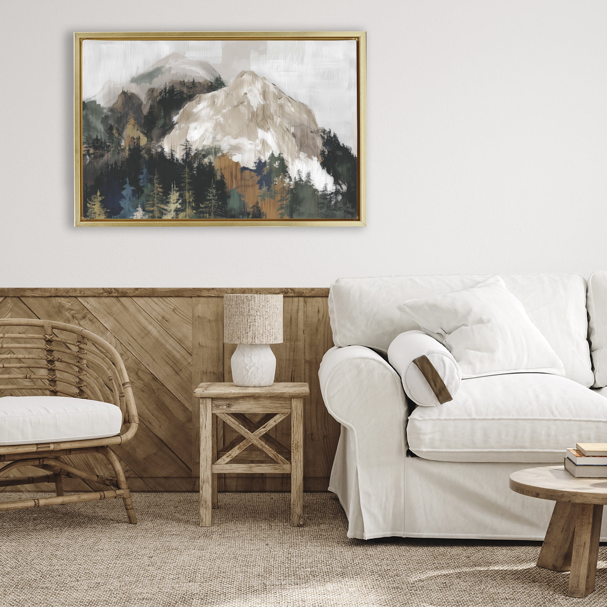 Stupell Industries Rugged Mountain Peaks Gold Framed Floater Canvas Wall Art, design by Chromatic Storm Studio