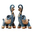 thumbnail image 4 of 2x pareja de estatuas de elefantes con maletero arriba escultura de animales ilustraciones resina estatuilla ornamento para estantería sala de estar BLESIY Estatuilla de elefante, 4 of 8